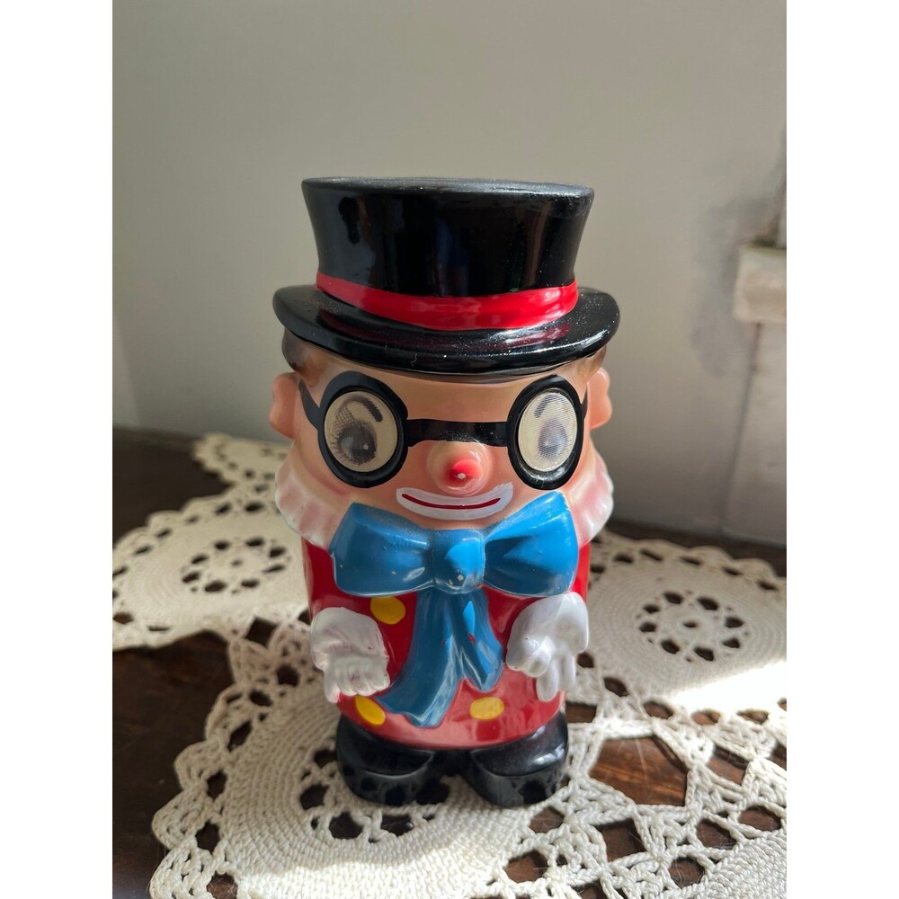 Vintage Lenticular 3D Eyes Ceramic “Winky Bank“ Piggy Bank 6” Tall Japan